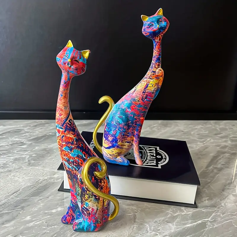 Creative Oil Cat Painting Statue
