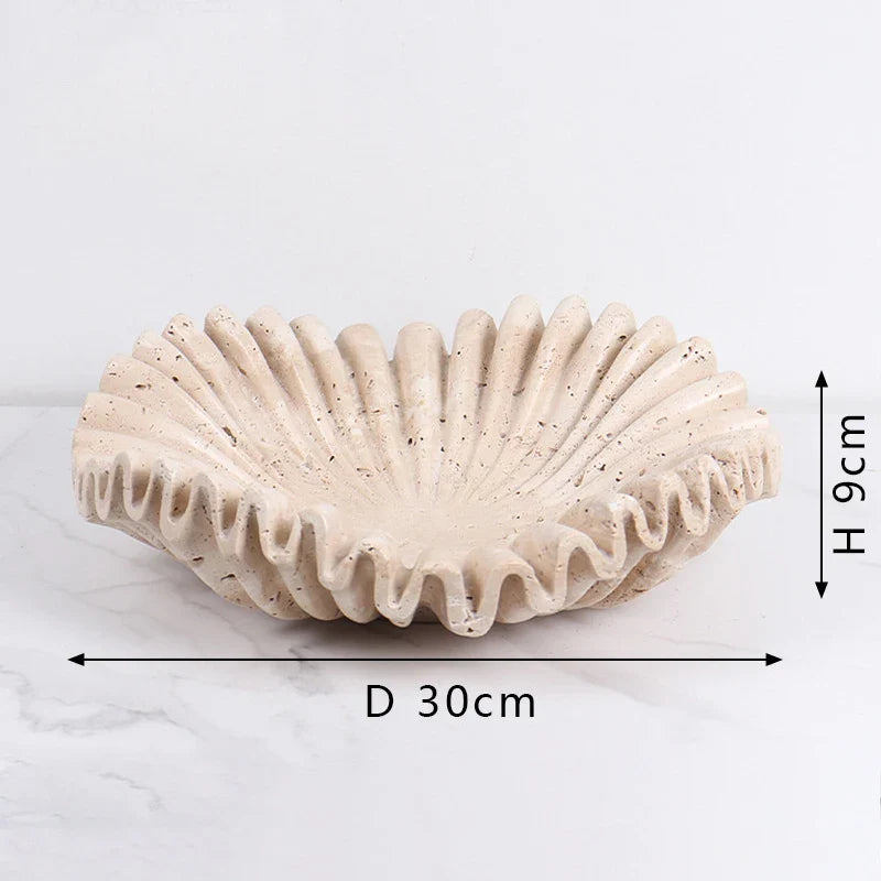 Scalloped Travertine Bowl