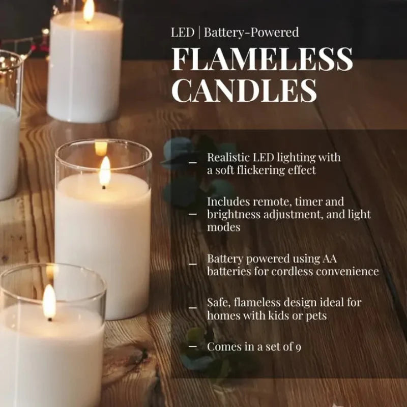 Flameless Candles (Set of 9)