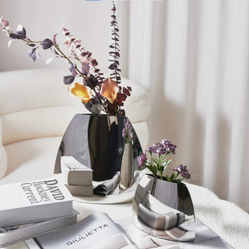 Silver Arc Mirror Vase