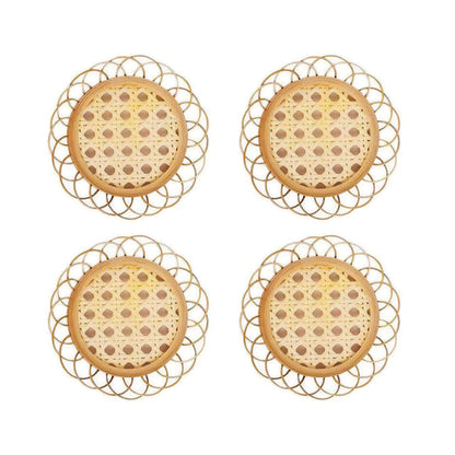 Bamboo Coaster Set with Eco-Friendly Design and Non-Slip Base - Perfect for Home or Office by EcoHome