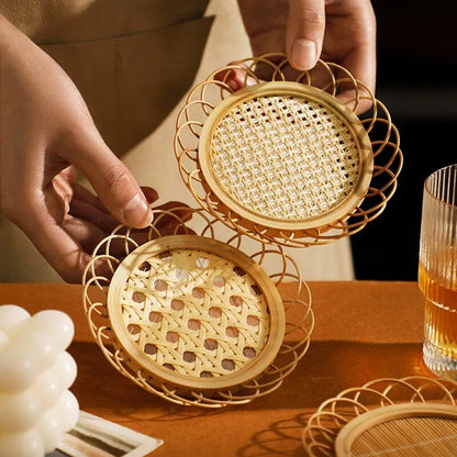 Bamboo Coaster Set with Eco-Friendly Design and Non-Slip Base - Perfect for Home or Office by EcoHome