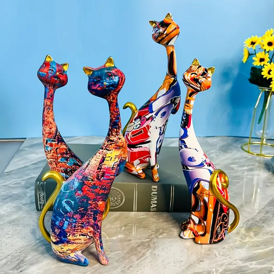 Creative Oil Cat Painting Statue