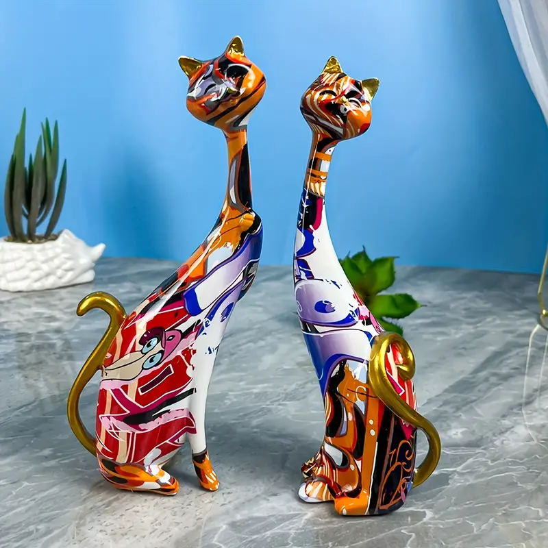 Creative Oil Cat Painting Statue
