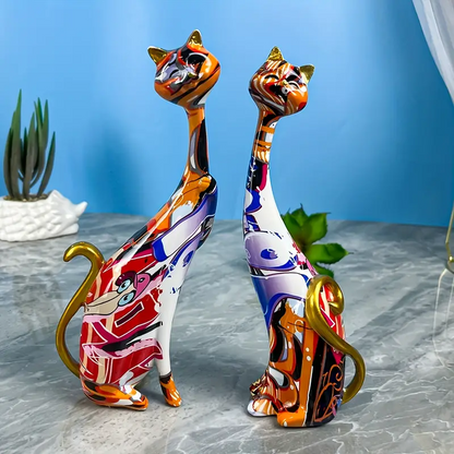 Creative Oil Cat Painting Statue