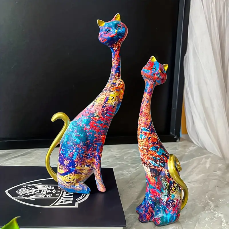 Creative Oil Cat Painting Statue