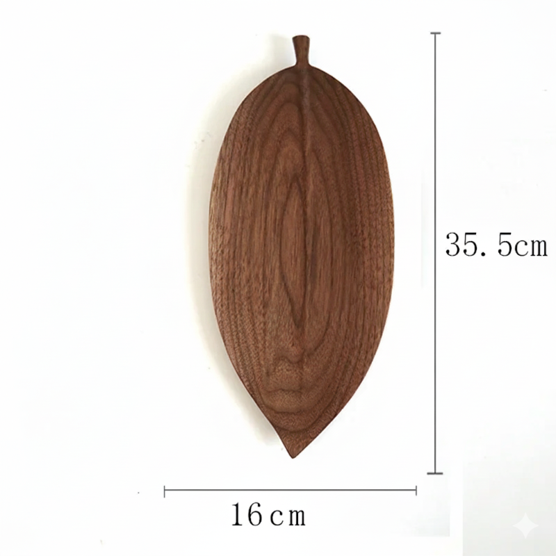 Hand-Carved Walnut Leaf Trays