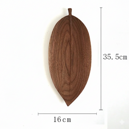 Hand-Carved Walnut Leaf Trays