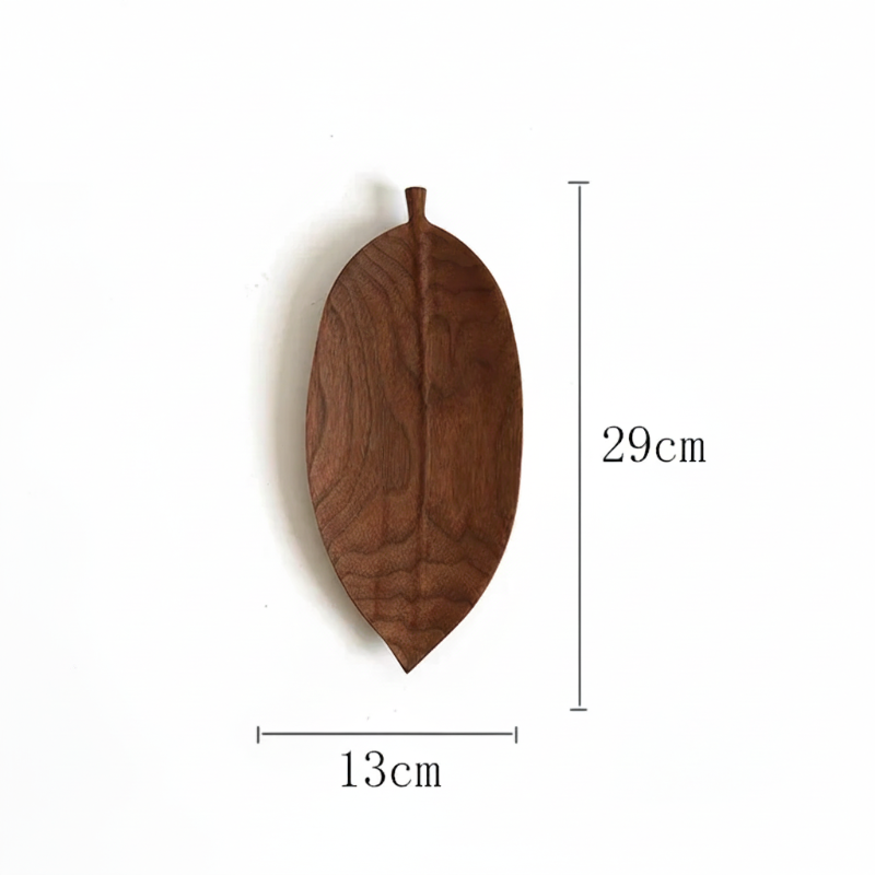Hand-Carved Walnut Leaf Trays
