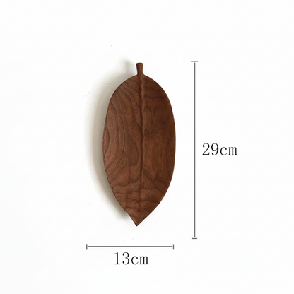 Hand-Carved Walnut Leaf Trays
