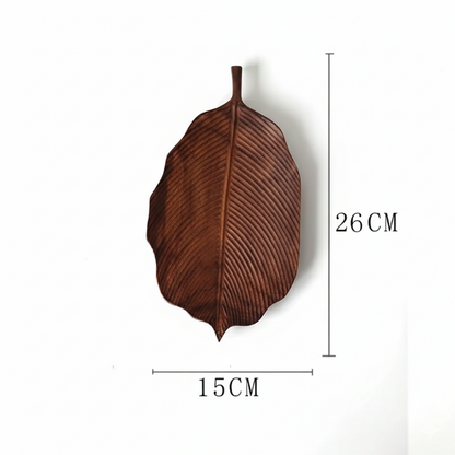 Hand-Carved Walnut Leaf Trays