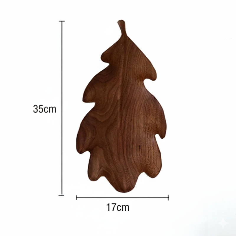 Hand-Carved Walnut Leaf Trays