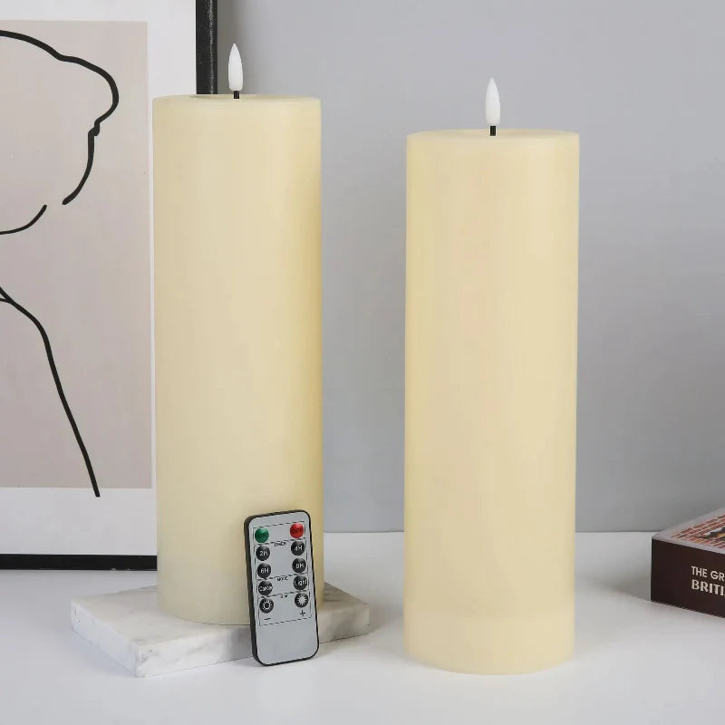 Tall Waterproof LED Flameless Candles (Set of 2)
