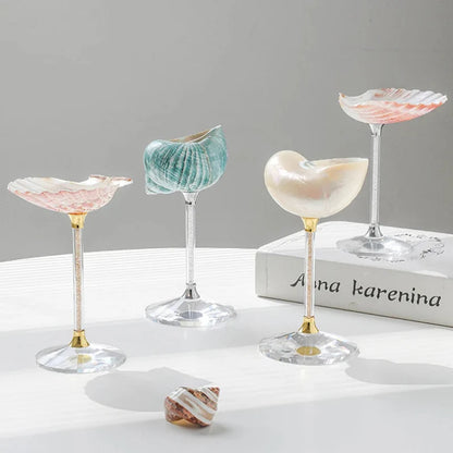 Seashell Glitter Stem Glasses