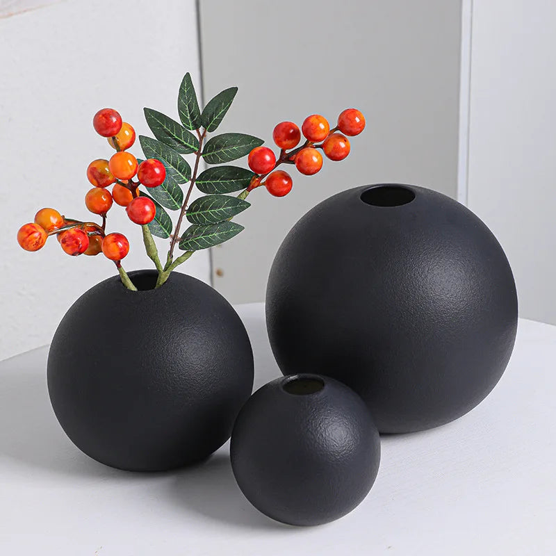 Round Black Vases