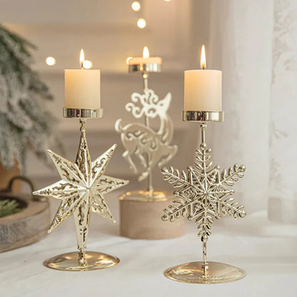 Iron Christmas Candlestick Holders