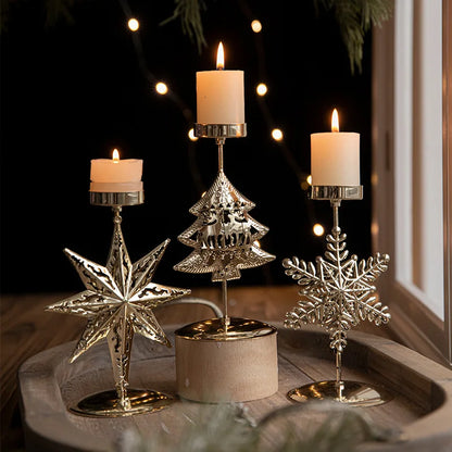 Iron Christmas Candlestick Holders