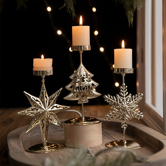 Iron Christmas Candlestick Holders