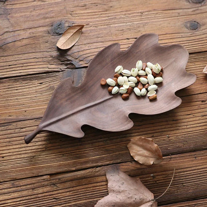 Hand-Carved Walnut Leaf Trays