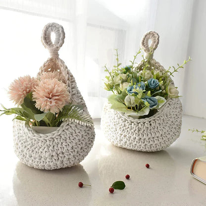 White Woven Storage Baskets