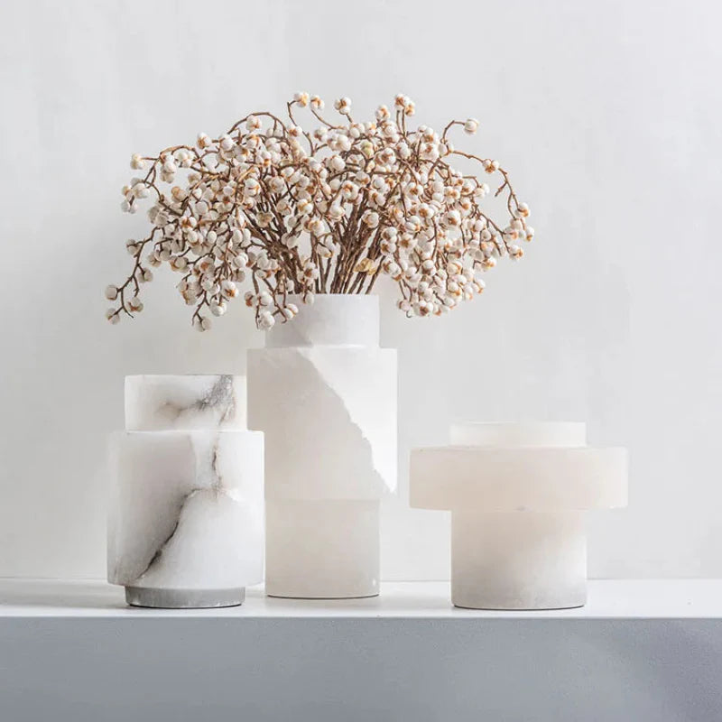Scandinavian White Onyx Vases