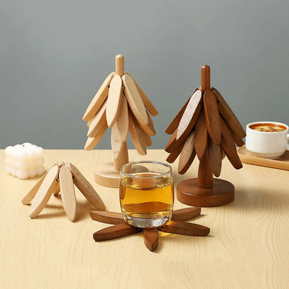 Wooden Tree Coaster Set