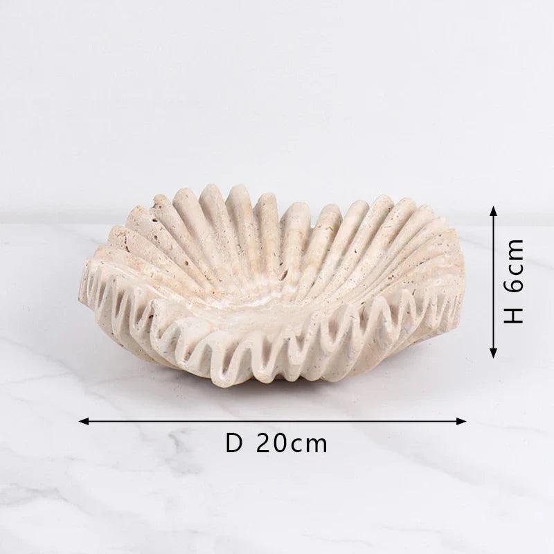 Scalloped Travertine Bowl