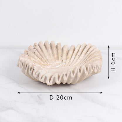 Scalloped Travertine Bowl