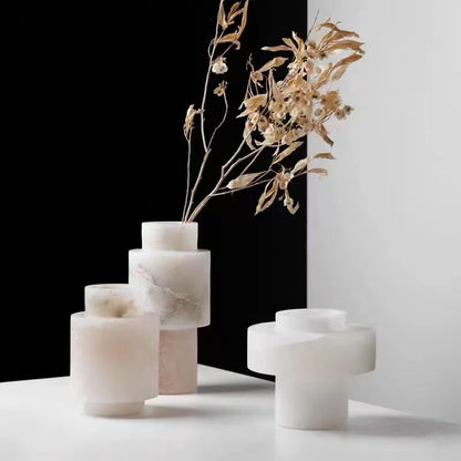 Scandinavian White Onyx Vases