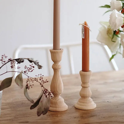 Light Wood Candlestick Holders (Set of 2)