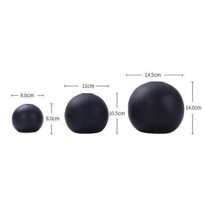 Round Black Vases