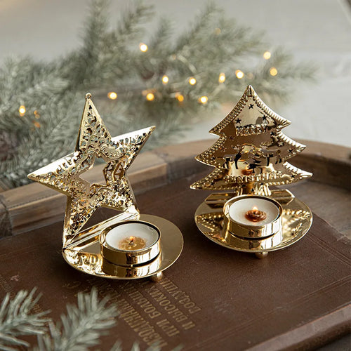 Gold Christmas Candle Holder