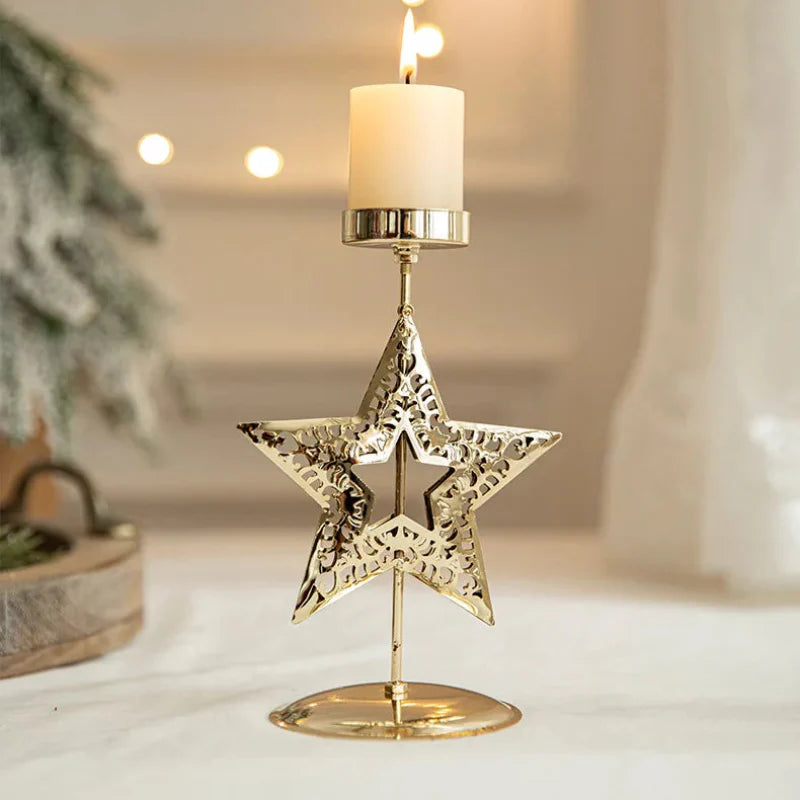 Iron Christmas Candlestick Holders