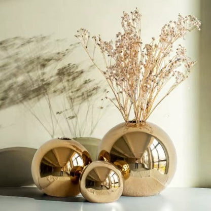 Round Gold Vases