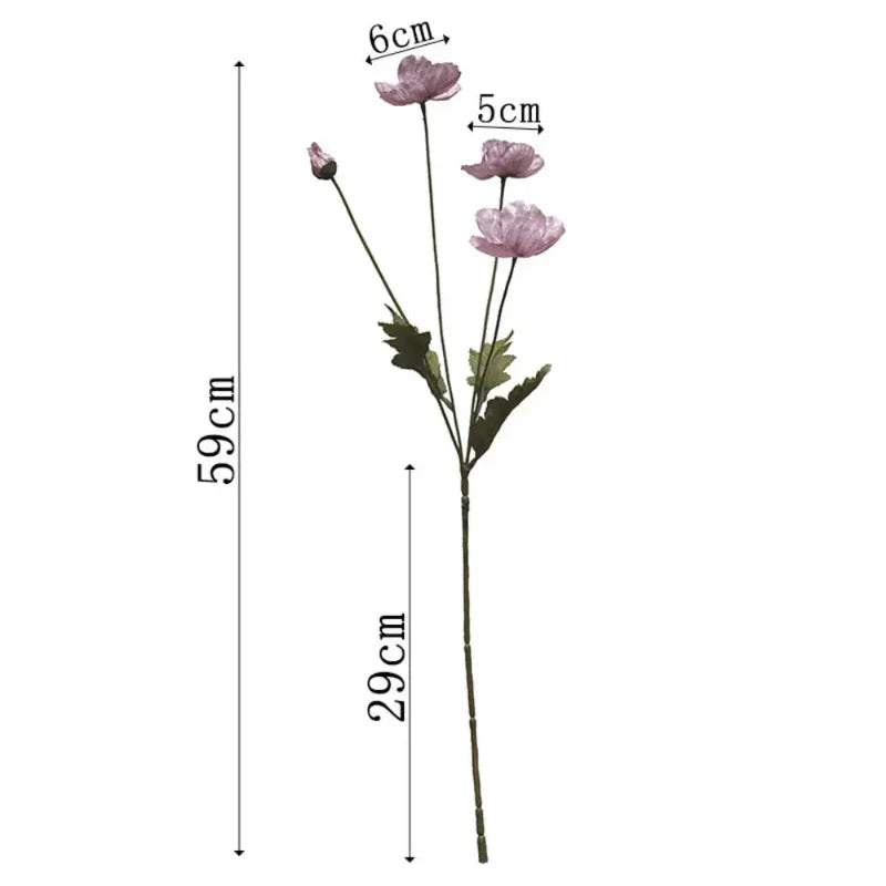 Artificial Poppy Flowers (Set of 6)