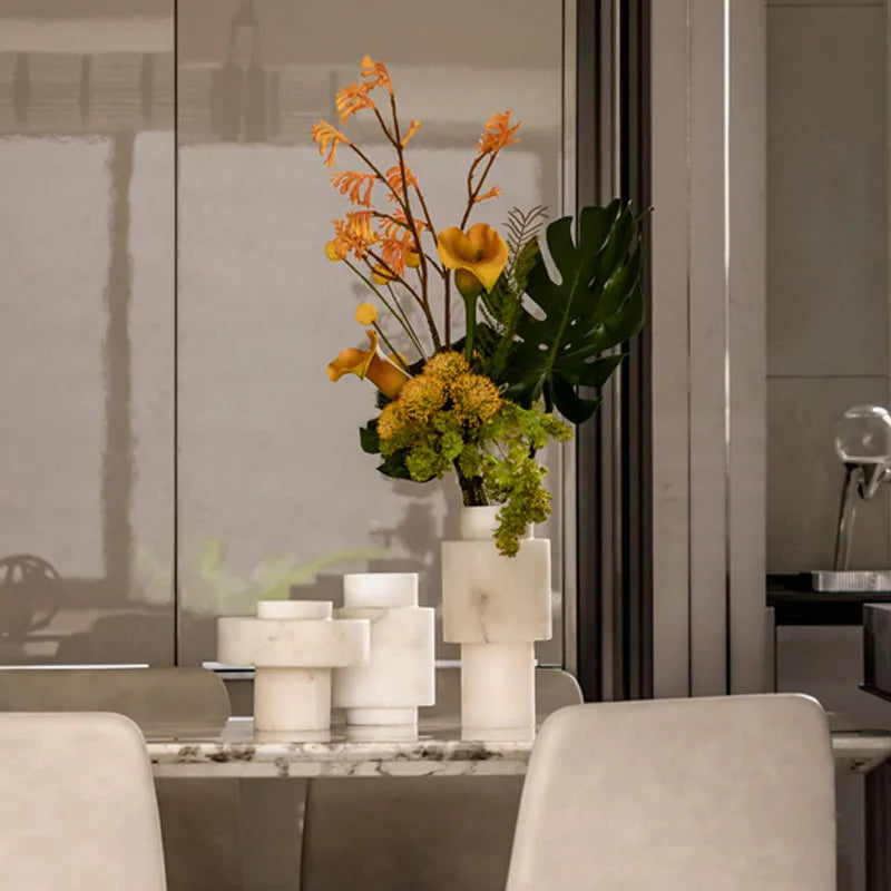 Scandinavian White Onyx Vases