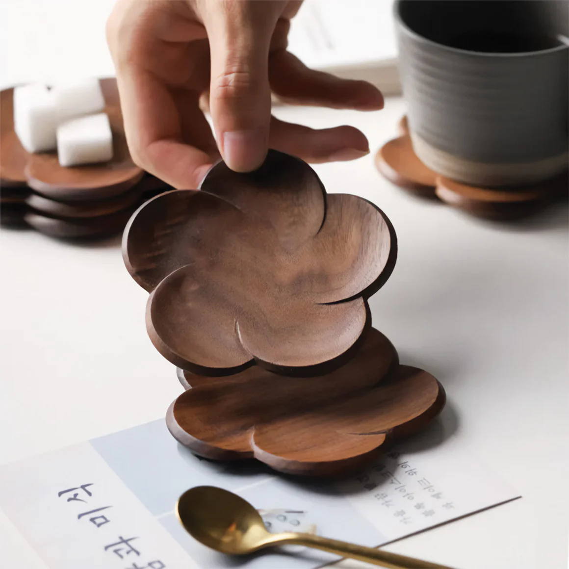 Walnut Bloom Coaster Set