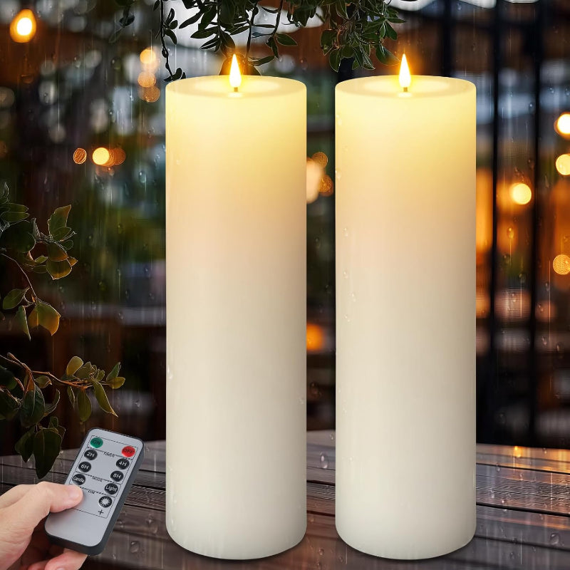 Tall Waterproof LED Flameless Candles (Set of 2)