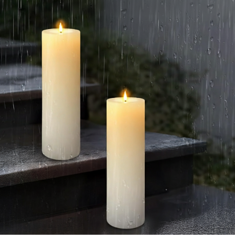 Tall Waterproof LED Flameless Candles (Set of 2)